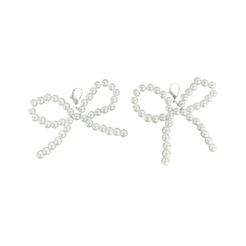 Pearl Shoe Lace Charms Small Bow (2x)
