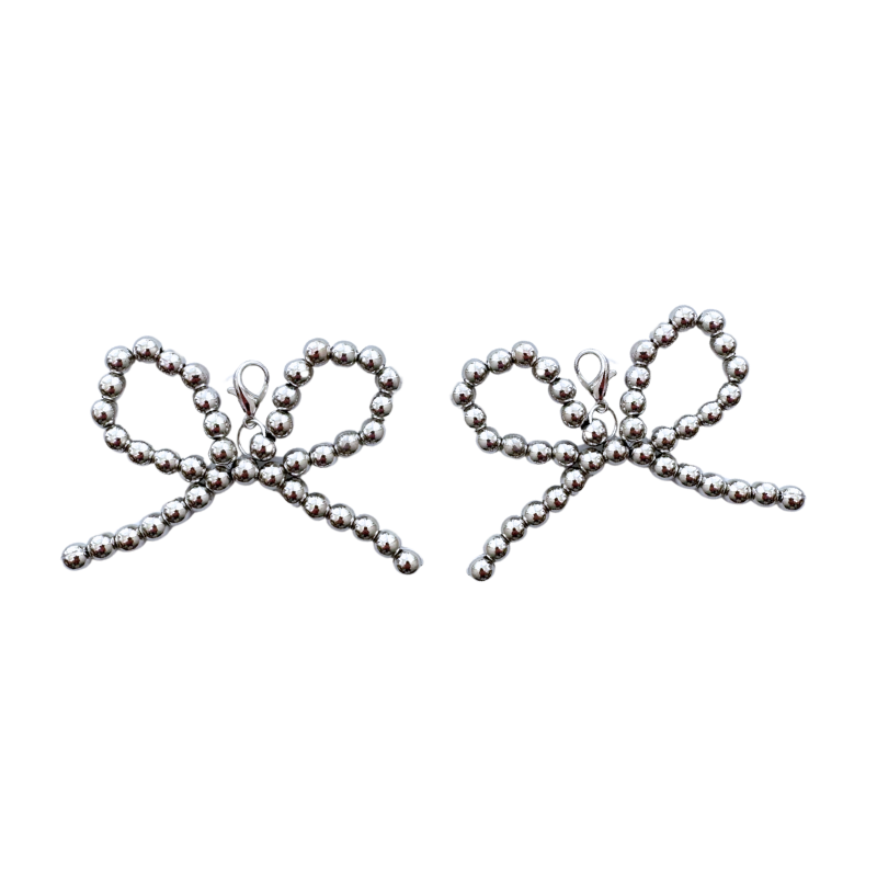 Silver Shoe Lace Charms Small Bow (2x)