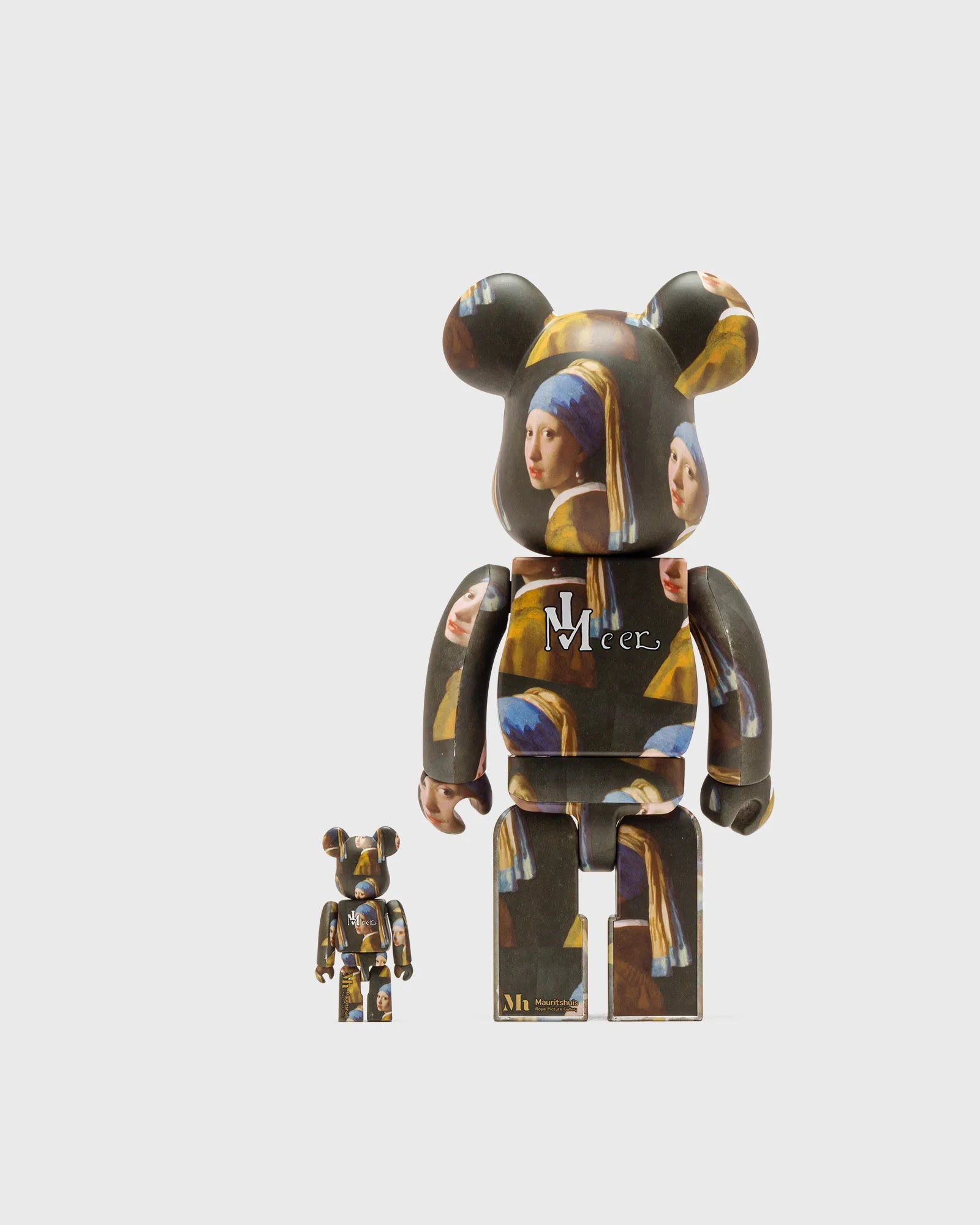 400% & 100% Bearbrick set - Girl with a Pearl Earring by Johannes Vermeer